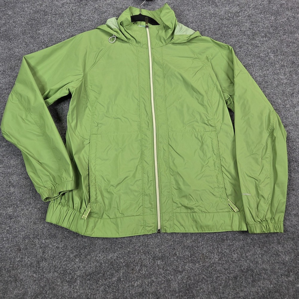 Columbia Omni-Shield Jacket Mens XL Green Hooded Windbreaker Hiking Lightweight